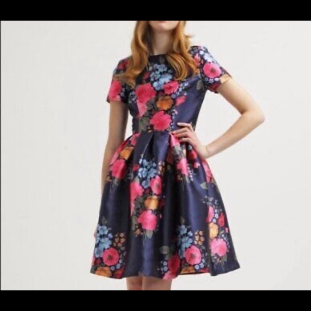 Chi Chi London Floral Navy Dress